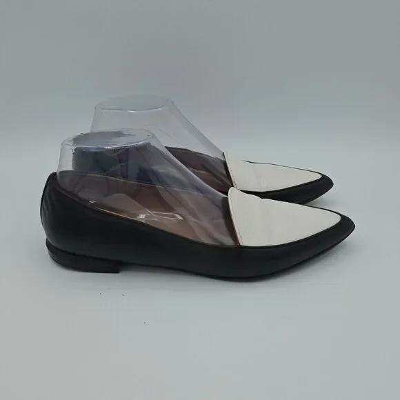 Everlane Women's Modern Point Flat Italian Leather Black and White Size 8 - Picture 6 of 8